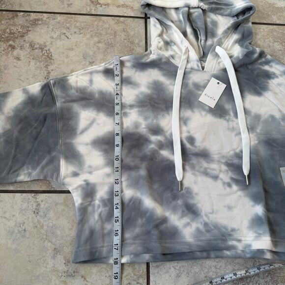 Elodie Women’s Large Crop Hoodie Gray Tie Dye Long Sleeve Oversized NWT - Picture 5 of 8